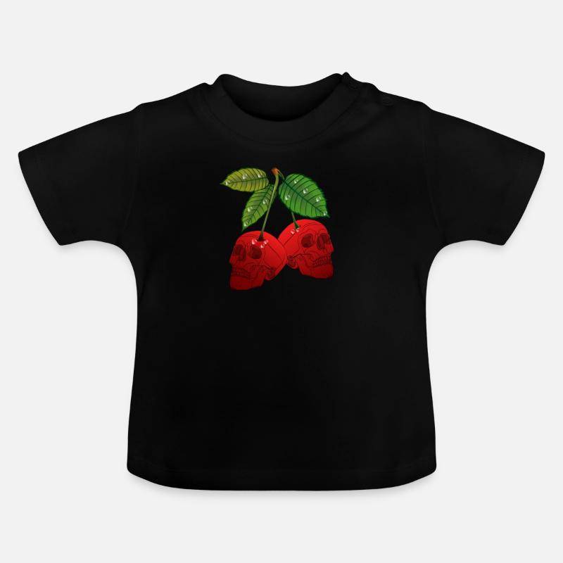 Crâne de cerise - T-shirt bio col rond Bébé - noir