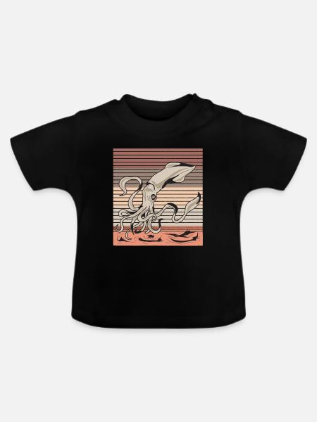 Tintenfisch - Baby Bio-T-Shirt mit Rundhals - Schwarz