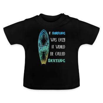 Surfer disant - T-shirt bio col rond Bébé - noir - Devant