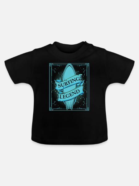 Cool Surfbrett - Baby Bio-T-Shirt mit Rundhals - Schwarz