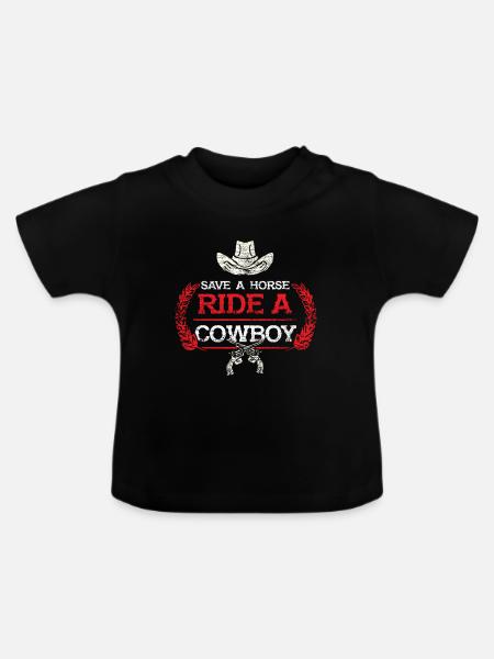 Cowboy Wild West USA Horse Western - Baby Organic T-Shirt with Round Neck - black