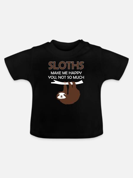 Sloths make me happy you do not like that - Baby Organic T-Shirt with Round Neck - black