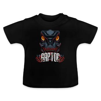 Dinosaurier Dino Raptor - Baby Bio-T-Shirt mit Rundhals - Schwarz - Vorne