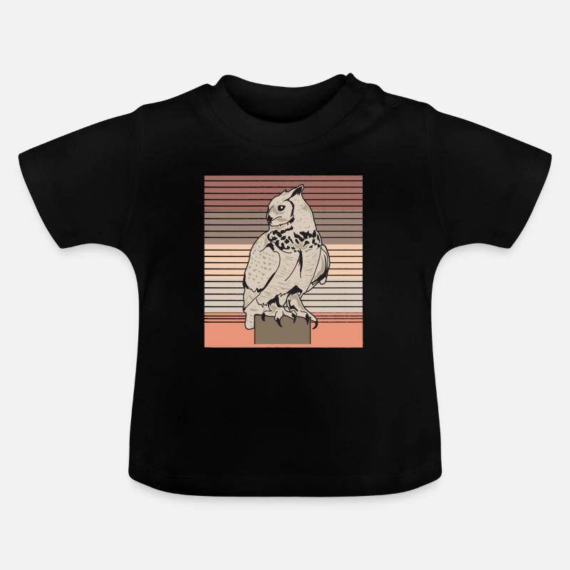hibou grand-duc - T-shirt bio col rond Bébé - noir