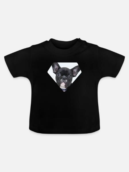 Französische Bulldogge - Frenchie - Ekologisk T-shirt med rund hals baby - svart