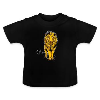 Lion moderne - T-shirt bio col rond Bébé - noir - Devant
