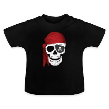 Pirat Totenkopf Augenklappe Geschenk Kind Sohn - Baby Bio-T-Shirt mit Rundhals - Schwarz - Vorne