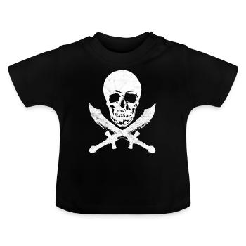 Drapeau de pirate pirate crâne pirate flag - T-shirt bio col rond Bébé - noir - Devant
