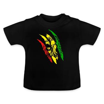 Lion Of Judah Reggae Musik Rastafari Jamaika Löwe - Baby Bio-T-Shirt mit Rundhals - Schwarz - Vorne