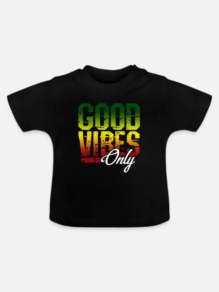 Good Vibes seulement - Reggae Music Jamaïque Rasta Dub - T-shirt bio col rond Bébé - noir