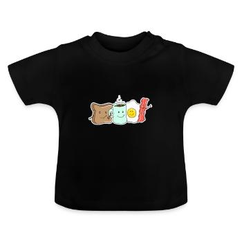 Breakfast shirt - Baby Organic T-Shirt with Round Neck - black - Front