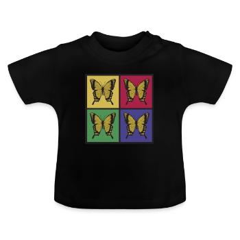 Schmetterlinge Pop-Art - Baby Bio-T-Shirt mit Rundhals - Schwarz - Vorne