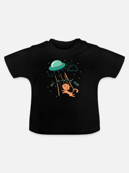 Ufo Alien cat Abduction - Baby Bio-T-Shirt mit Rundhals - Schwarz