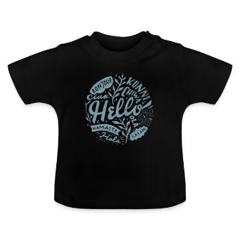 Hello sea linguist - Baby Organic T-Shirt with Round Neck - black - Front