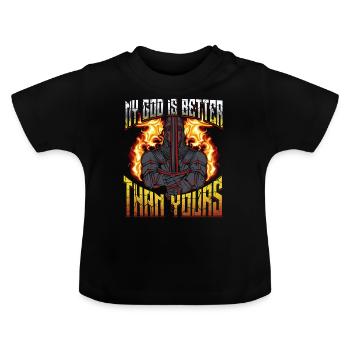 Crusader God - Baby Organic T-Shirt with Round Neck - black - Front
