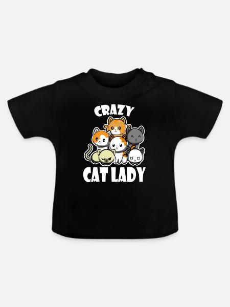 Verrückte Katzendame - Baby Bio-T-Shirt mit Rundhals - Schwarz