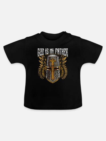 Kreuzritter Ritterhelm Ritterorden - Baby Bio-T-Shirt mit Rundhals - Schwarz