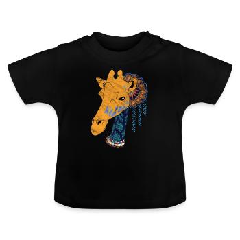 Globale Nomadengiraffe - Baby Bio-T-Shirt mit Rundhals - Schwarz - Vorne