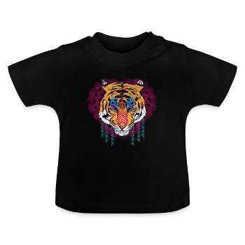 Globaler Nomadentiger - Baby Bio-T-Shirt mit Rundhals - Schwarz - Vorne