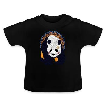Globaler Nomadenpanda - Baby Bio-T-Shirt mit Rundhals - Schwarz - Vorne