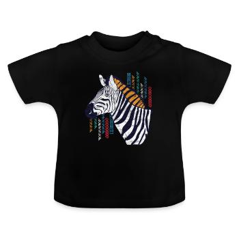 Globales Nomadenpferd - Baby Bio-T-Shirt mit Rundhals - Schwarz - Vorne