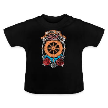 Seefahrt Segeln Kompass Meer Schifffahrt See - Baby Bio-T-Shirt mit Rundhals - Schwarz - Vorne