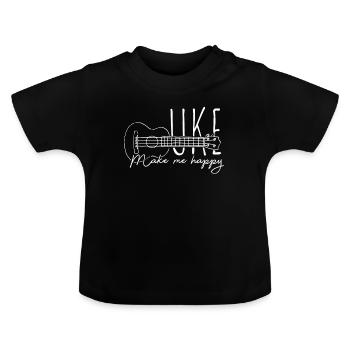 ukulélé - T-shirt bio col rond Bébé - noir - Devant