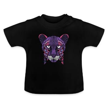 Globaler Nomaden-Gepard - Baby Bio-T-Shirt mit Rundhals - Schwarz - Vorne