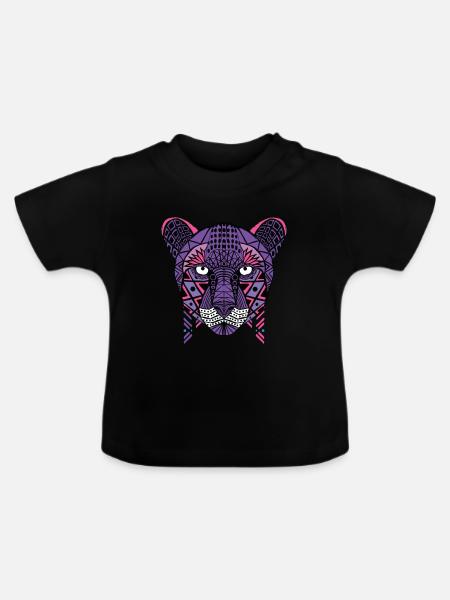 Globaler Nomaden-Gepard - Baby Bio-T-Shirt mit Rundhals - Schwarz