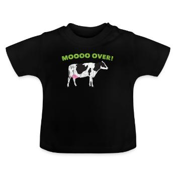 Animal Puns Moo plus de - T-shirt bio col rond Bébé - noir - Devant