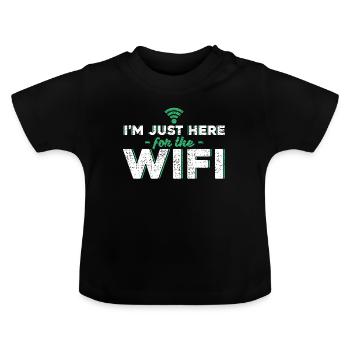 Je suis seulement là pour le cadeau wifi Wifi - T-shirt bio col rond Bébé - noir - Devant