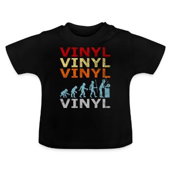 Retro Vintage Evolution DJ Vinyl Record - Baby Organic T-Shirt with Round Neck - black - Front