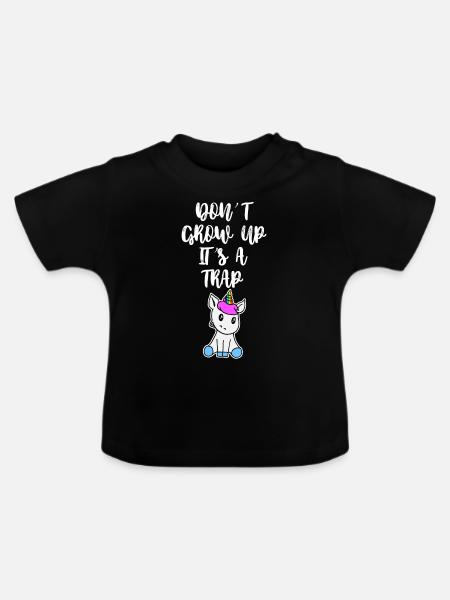 Ne pas grandir c'est une licorne licorne - T-shirt bio col rond Bébé - noir