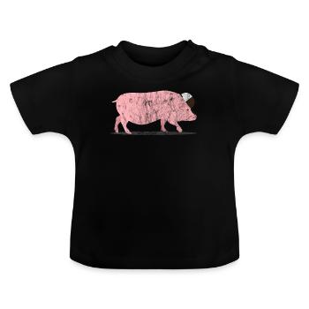 Animaux cochon - T-shirt bio col rond Bébé - noir - Devant