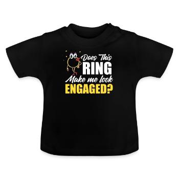 Bague de fiançailles bague de fiançailles mariage mariée - T-shirt bio col rond Bébé - noir - Devant