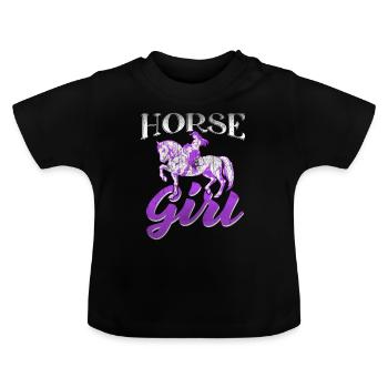 Cheval Cheval Fille Fille - T-shirt bio col rond Bébé - noir - Devant