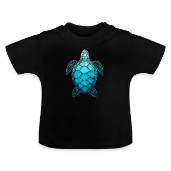 Tortue de mer tortue animal sous l'eau - T-shirt bio col rond Bébé - noir - Devant