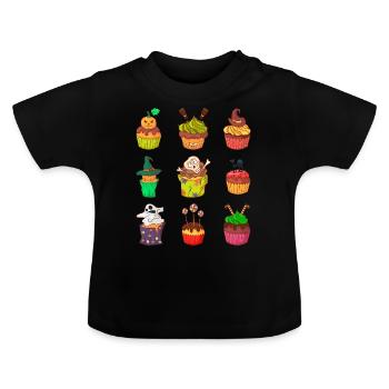 Gâteau au muffin Halloween - T-shirt bio col rond Bébé - noir - Devant