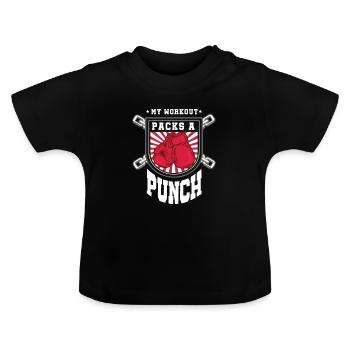 Mein Workout-Packs ein Punch - Baby Bio-T-Shirt mit Rundhals - Schwarz - Vorne