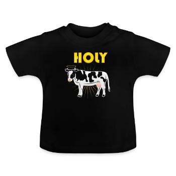 Caricature de vache fermière - T-shirt bio col rond Bébé - noir - Devant
