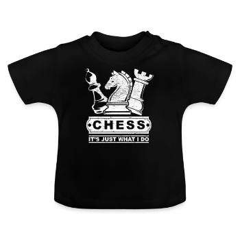 Chess, hobbies, tactics, gift, horse, tower - Baby Organic T-Shirt with Round Neck - black - Front