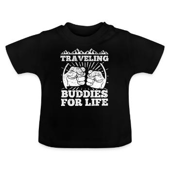 Copains de voyage - T-shirt bio col rond Bébé - noir - Devant