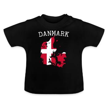 Daenemark Flagge Landkarte - Baby Bio-T-Shirt mit Rundhals - Schwarz - Vorne
