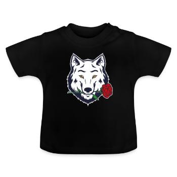 White Rose Wolf Casanova Werwolf Geschenk - Baby Bio-T-Shirt mit Rundhals - Schwarz - Vorne