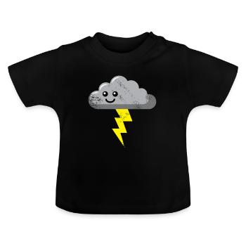 Cadeau de tempête de pluie - T-shirt bio col rond Bébé - noir - Devant