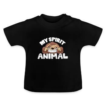 Mein spirituelles Tier Faultier Esoterik Geschenk - Baby Bio-T-Shirt mit Rundhals - Schwarz - Vorne