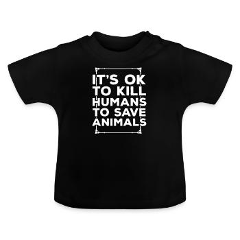 Tierschutz - Baby Bio-T-Shirt mit Rundhals - Schwarz - Vorne