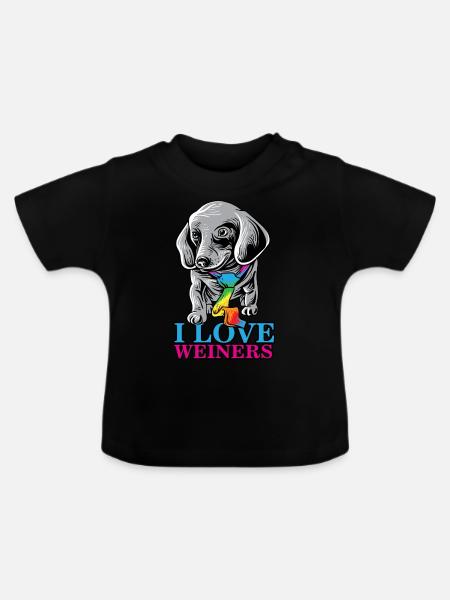 J'aime weiners fier LGBTQ mars gay chemise LGBTQ - T-shirt bio col rond Bébé - noir
