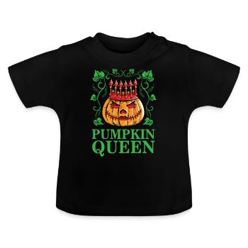 Pompoen Koningin Meisje Prinses Halloween-feest - Baby biologisch T-shirt met ronde hals - zwart - Voor