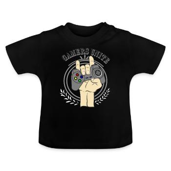 Console de jeux - T-shirt bio col rond Bébé - noir - Devant